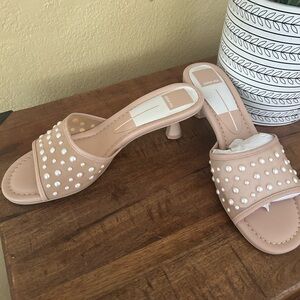 Dolce Vita Pearl-Embellished Tan Heels